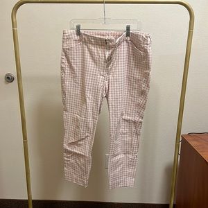 Old navy pink and white checker print pixie style pants